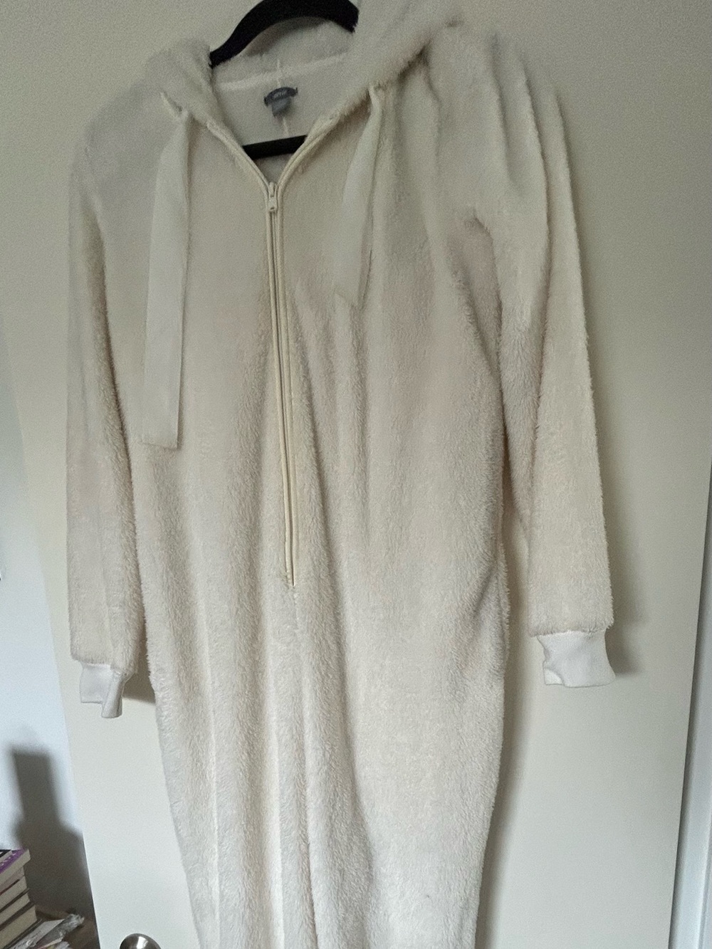 aerie Cream Plush Fleece Zip Jumpsuit Pajamas